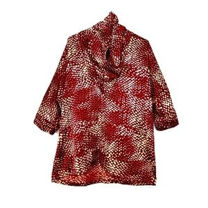 Vintage 70s Funnel Neck Tunic Top Abstract Polka Dot Satin Dolman Sleeve Wine XL